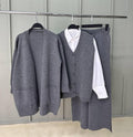 Ensemble femme 4 pièces gris avec chemise blanche