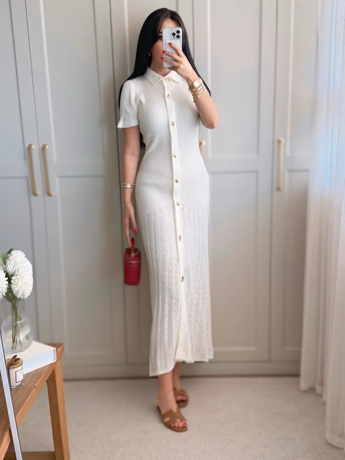 Robe Longue Boutonnée Bleu Marine