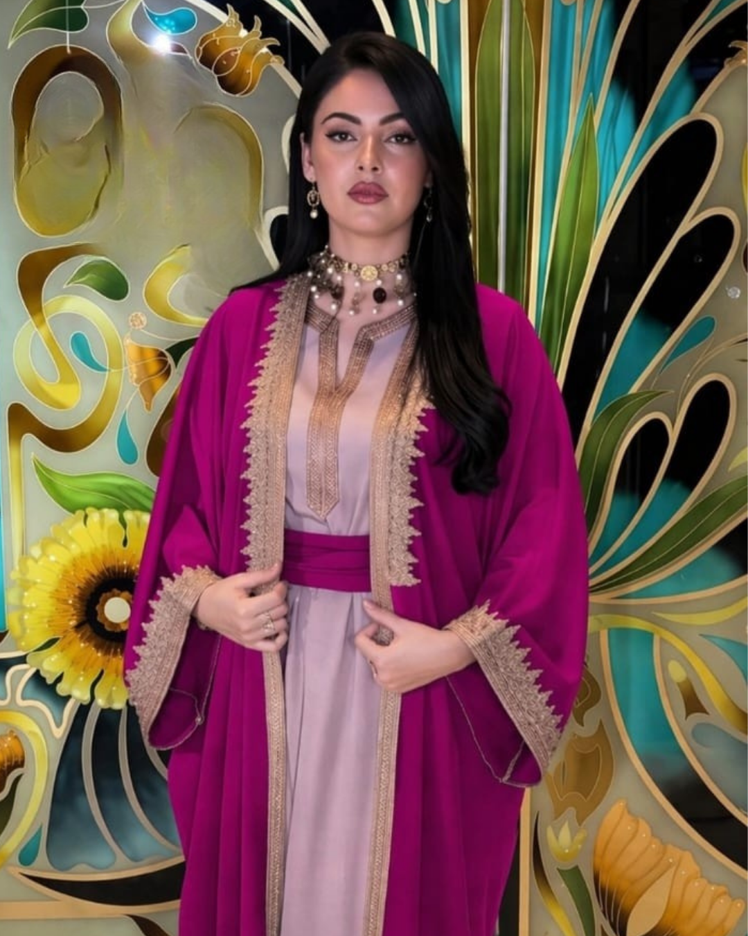 Caftan Marocain 2 Pièces Brodé | Élégance Traditionnelle – DuoPerfect