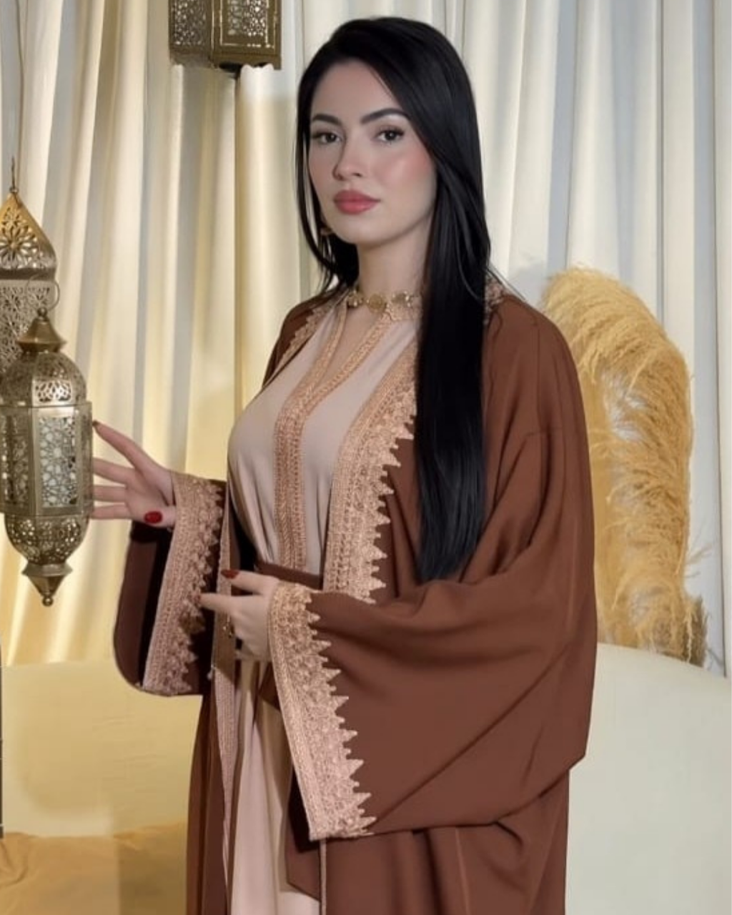 Caftan Marocain 2 Pièces Brodé | Élégance Traditionnelle – DuoPerfect