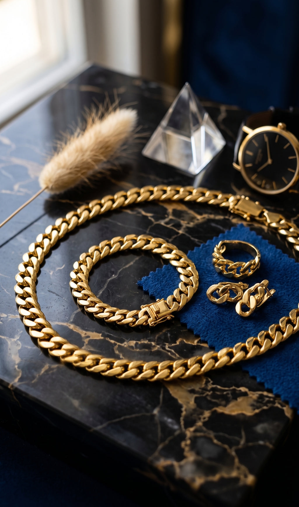 Parure Complète "Cuban Link" – Acier Inoxydable (Garantie Anti-Oxydation)