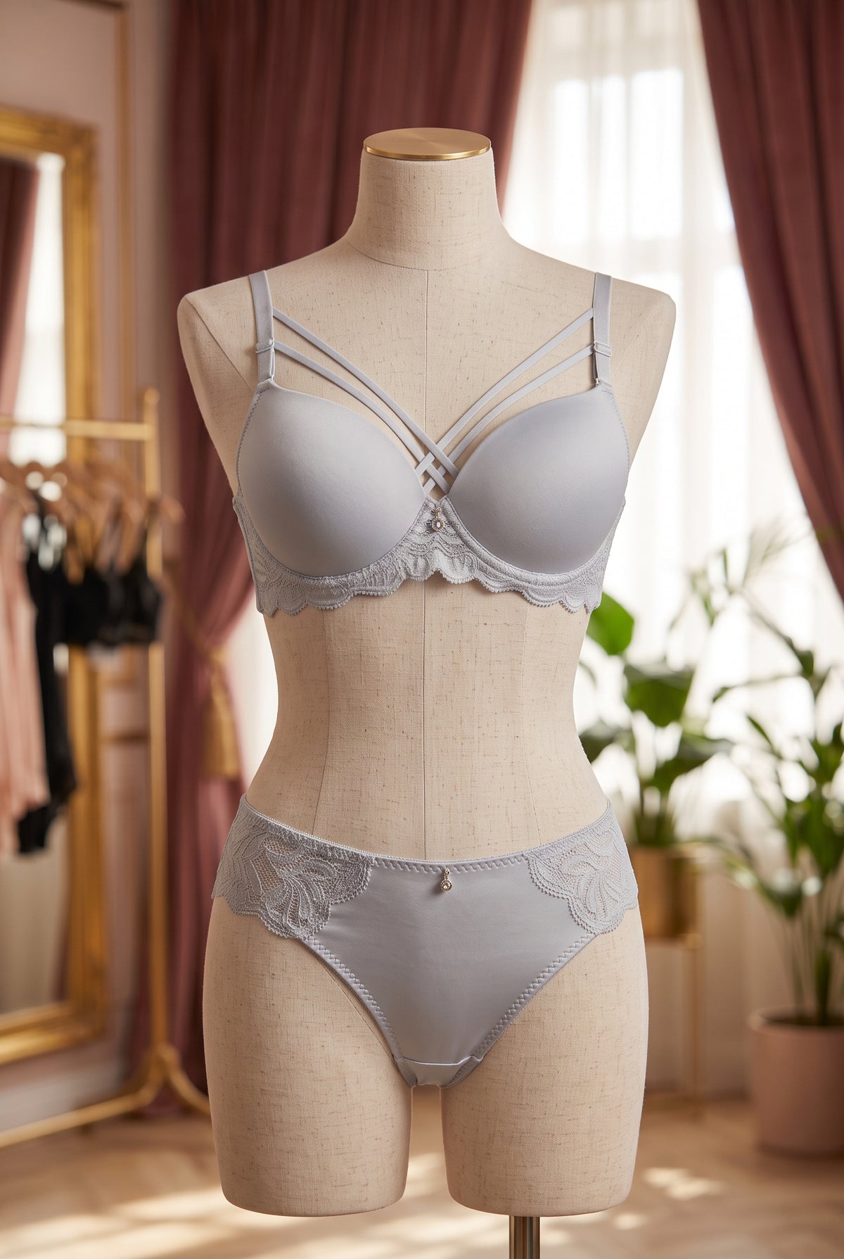 Ensemble lingerie à dentelle et bretelles croisées