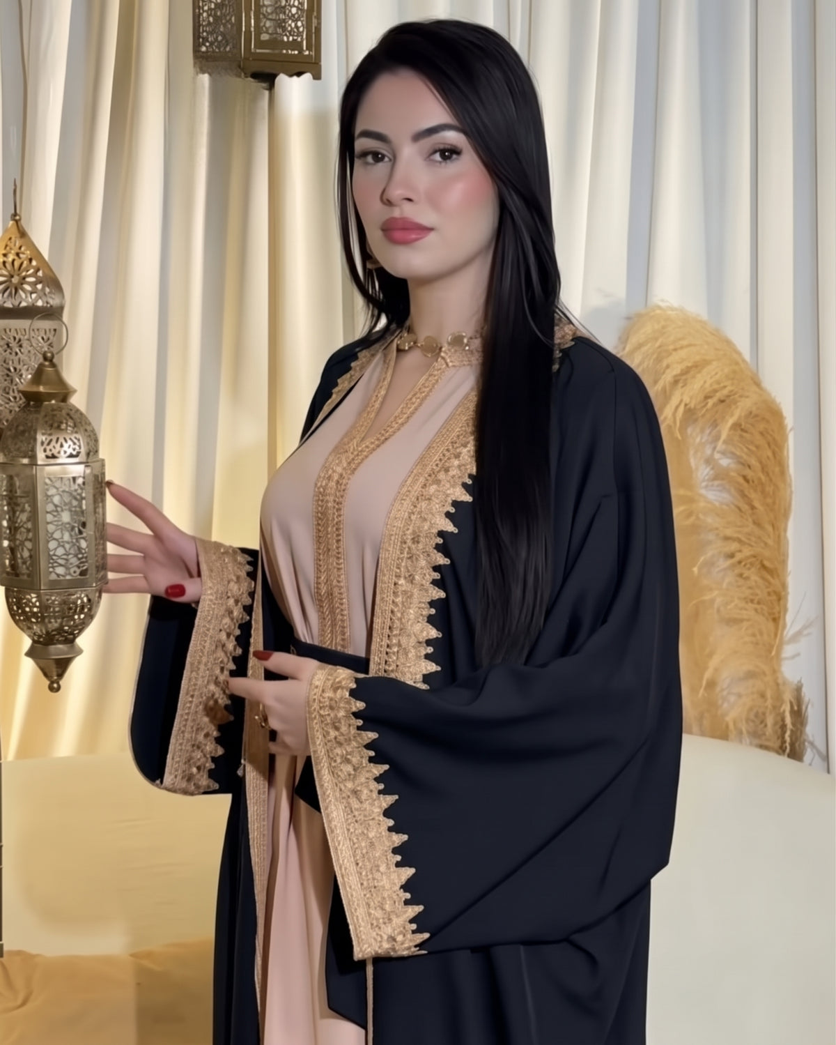 Caftan Marocain 2 Pièces Brodé | Élégance Traditionnelle – DuoPerfect