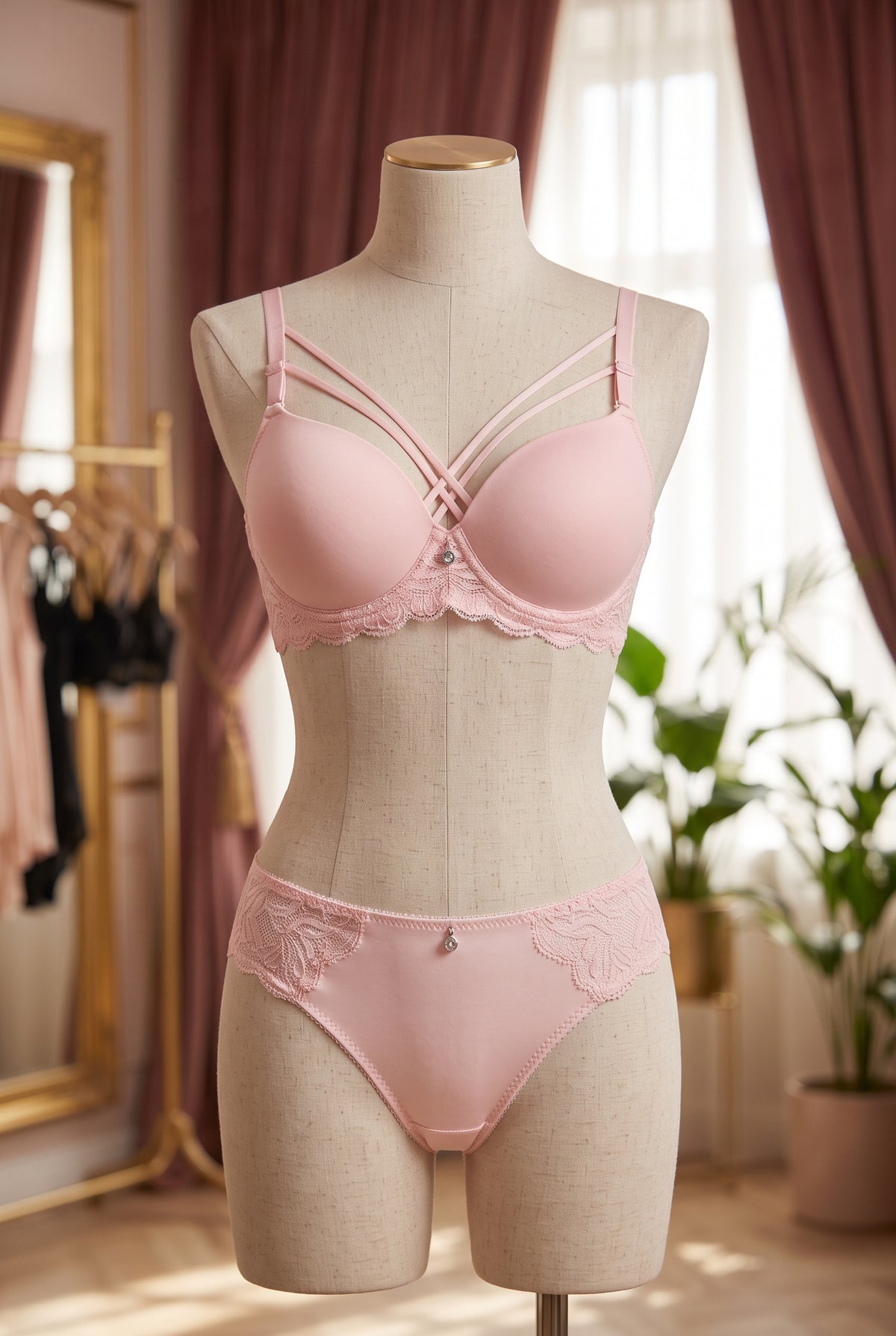 Ensemble lingerie à dentelle et bretelles croisées